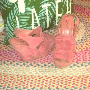 Soft pink suede wedges size 7